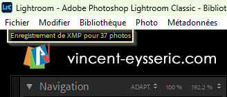 La barre d'état de Lightroom Classic