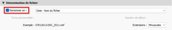 Dénomination de fichier et renommer dans Lightroom Classic