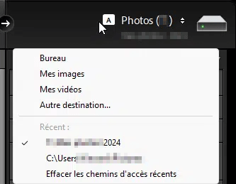 Dossier cible dans Lightroom Classic