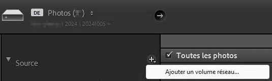 Ajouter un volume réseau dans Importer de Lightroom Classic