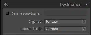 Destination organiser par date dans Lightroom Classic