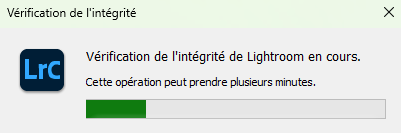 Jauge de vérification de l'intégrité du catalogue dans Lightroom Classic