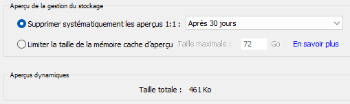 Gestion du stockage des aperçus dans Lightroom Classic