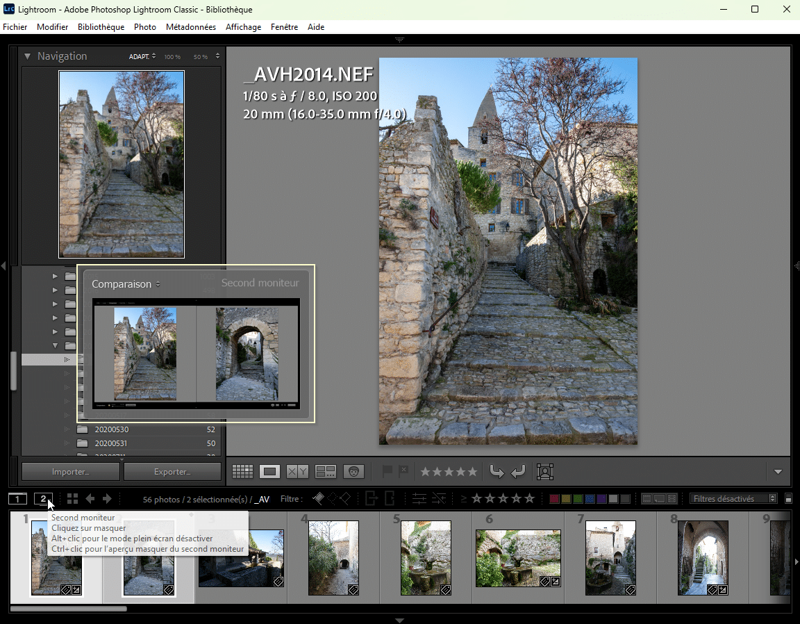Aperçu du second Moniteur de Lightroom Classic