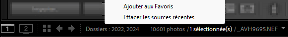 Indicateur de source du Film fixe de Lightroom Classic