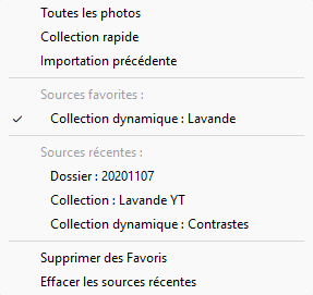 Source récentes de Lightroom Classic