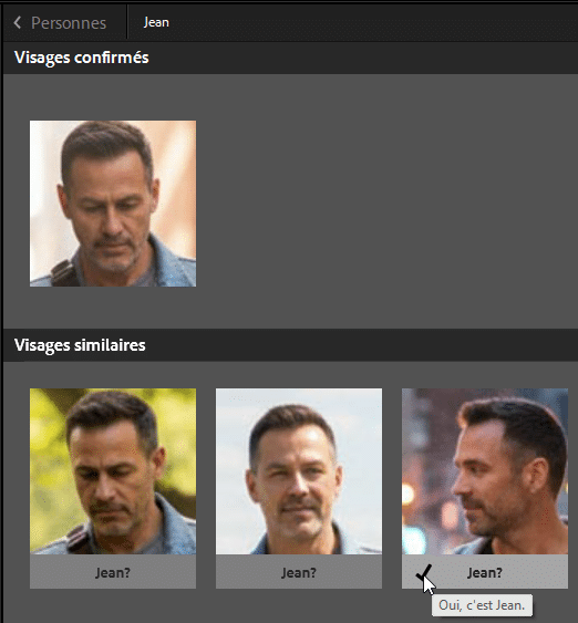 Visages similaires dans Lightroom Classic