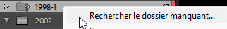 Rechercher le dossier manquant Lightroom Classic