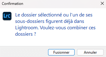 Erreur de destination du dossier manquant dans Lightroom Classic