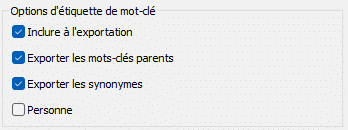 Options d'étiquette de mot clés dans Lightroom Classic