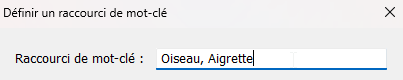 Définir raccourci de mot clé dans Lightroom Classic