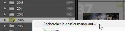 Dossier manquant dans Lightroom Classic