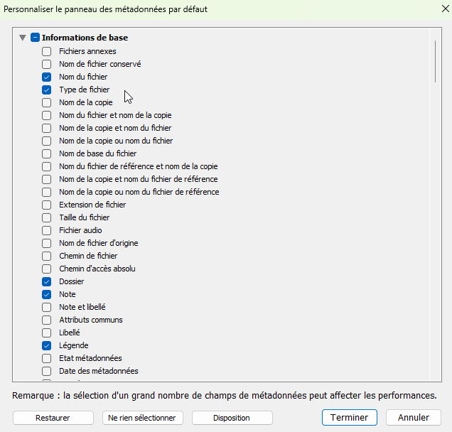 Métadonnées dans Lightroom Classic