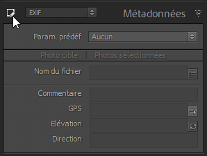 Champs modifiables du panneau métadonnées dans Lightroom Classic