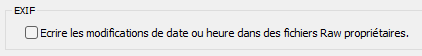 Écrire les modifications de date ou heure dans des fichiers Raw propriétaires Lightroom Classic