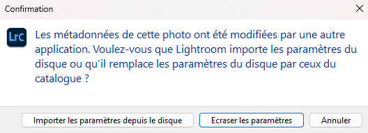Confirmation de mise à jour dans Lightroom Classic