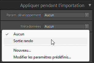 Appliquer des métadonnées à l'importation dans Lightroom Classic