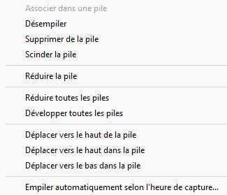 Menu pile dans Lightroom Classic