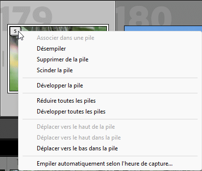 Menu pile dans Lightroom Classic