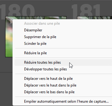 Réduire toutes les piles dans Lightroom Classic