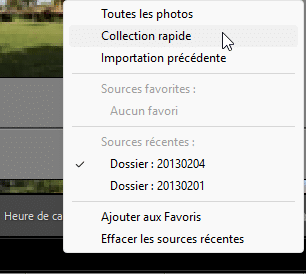 Indicateur de sources du film fixe dans Lightroom Classic