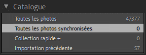 Toutes les photos synchronisées dans Lightroom Classic