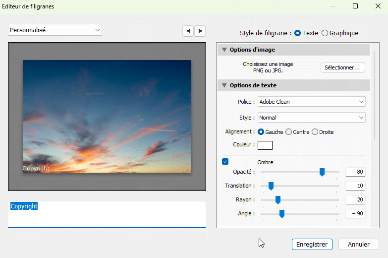 editeur de filigrane dans Lightroom Classic