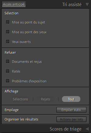 Panneau Tri assisté