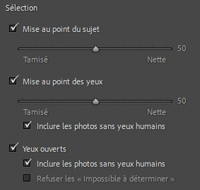 Choix des Sélections dans Tri assisté