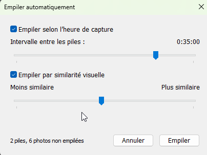 Empiler automatiquement