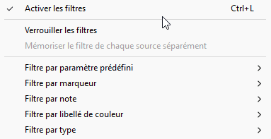 Activer les filtres dans Lightroom Classic