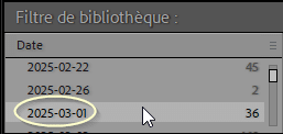 Filtre par date dans Lightroom Classic