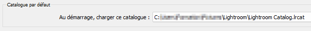 Catalogue par défaut lors du démarrage de Lightroom Classic