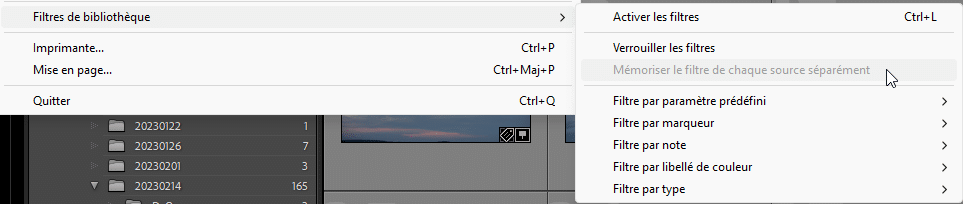 Filtrage dans Lightroom Classic