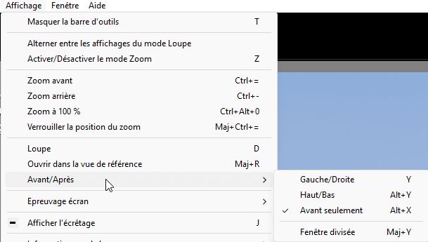 Avant et après dans Lightroom Classic