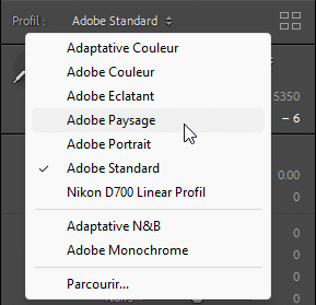 Les profils dans Lightroom Classic
