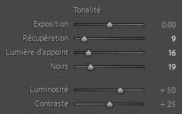 Les curseurs de régalges de la tonalité de Lightroom Classic