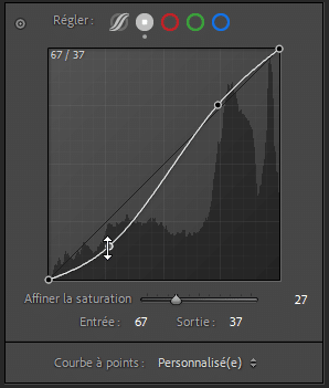 Réglage de la courbe des tonalités dans Lightroom Classic
