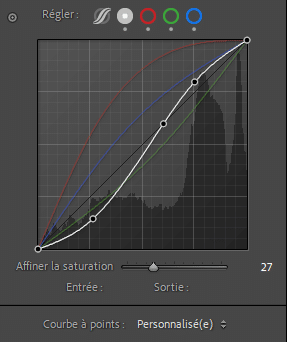 Suppression d'un point dans la courbe des tonalités de Lightroom Classic