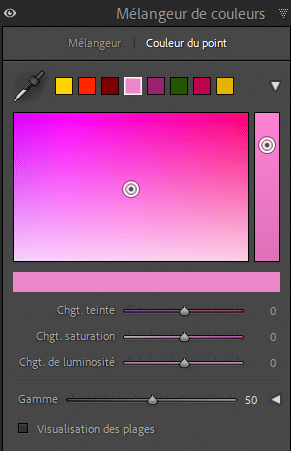 Réglages de couleur du point dans Lightroom Classic