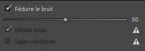 Avertissement dans la fonction améliorer de Lightroom Classic