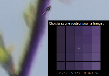 Franges verte et violette dans Lightroom Classic