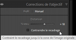 Contraindre le recadrage dans Lightroom Classic