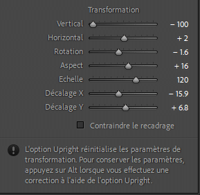 Contraindre le recadrage dans Lightroom Classic