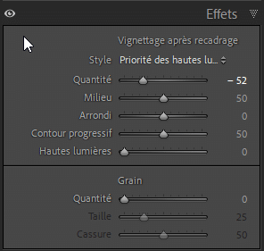 Panneau Effet dans Lightroom Classic
