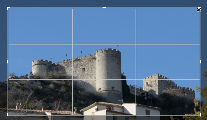 Poignées d'angles de l'outil de recadrage dans Lightroom Classic
