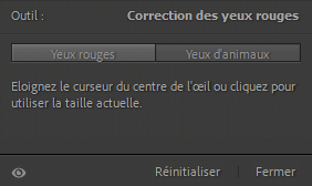 Yeux rouges Personnes ou Yeux d'animaux dans Lightroom Classic