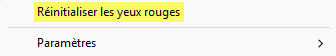 Réinitialiser les yeux rouges dans Lightroom Classic avec un clic droit.