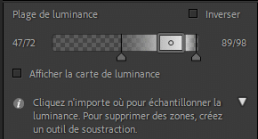 Plage de luminance dans Lightroom Classic