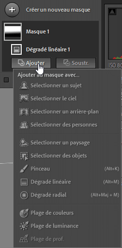 Ajouter et soustraire un masque dans Lightroom Classic